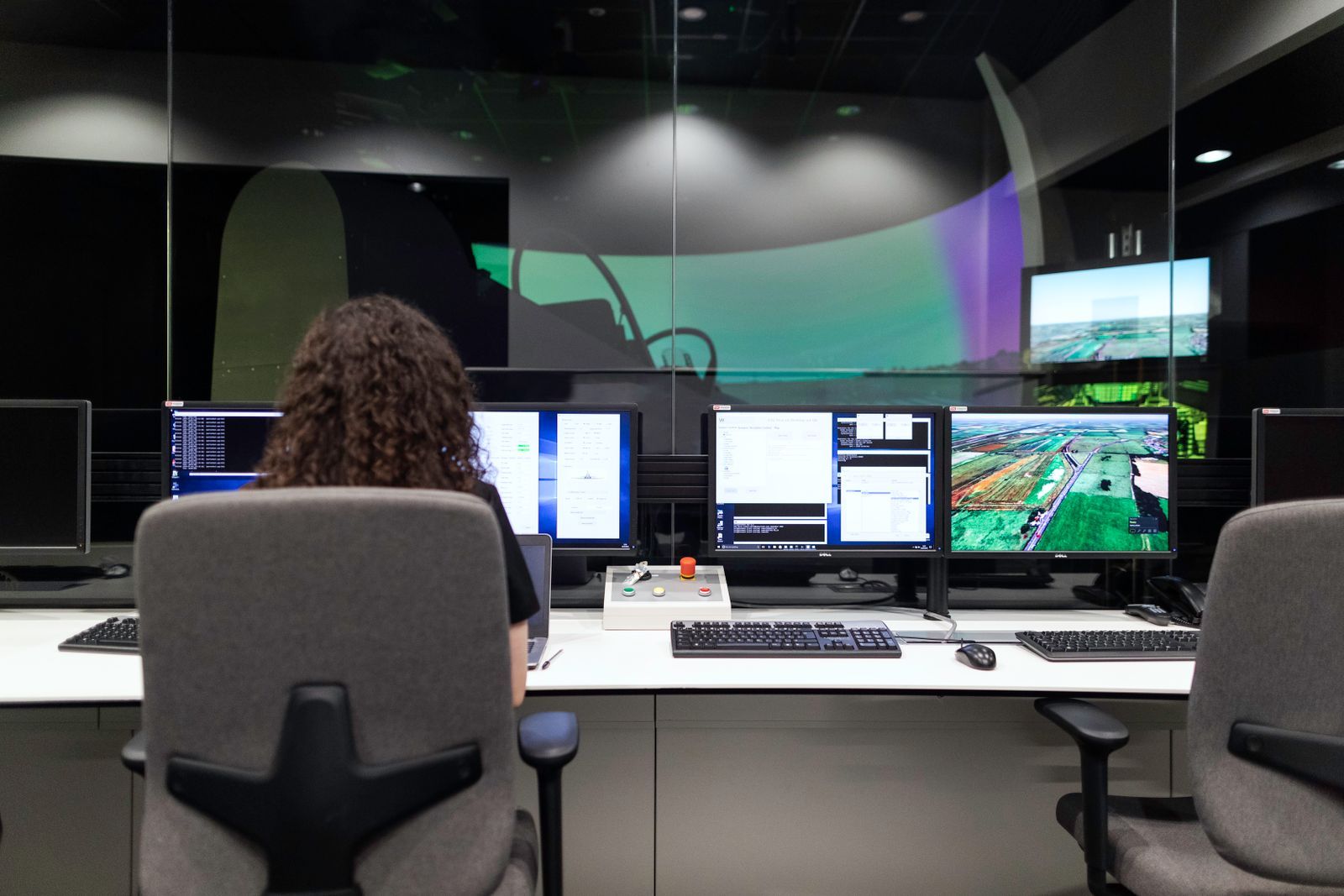 Network operations centre with monitoring displays